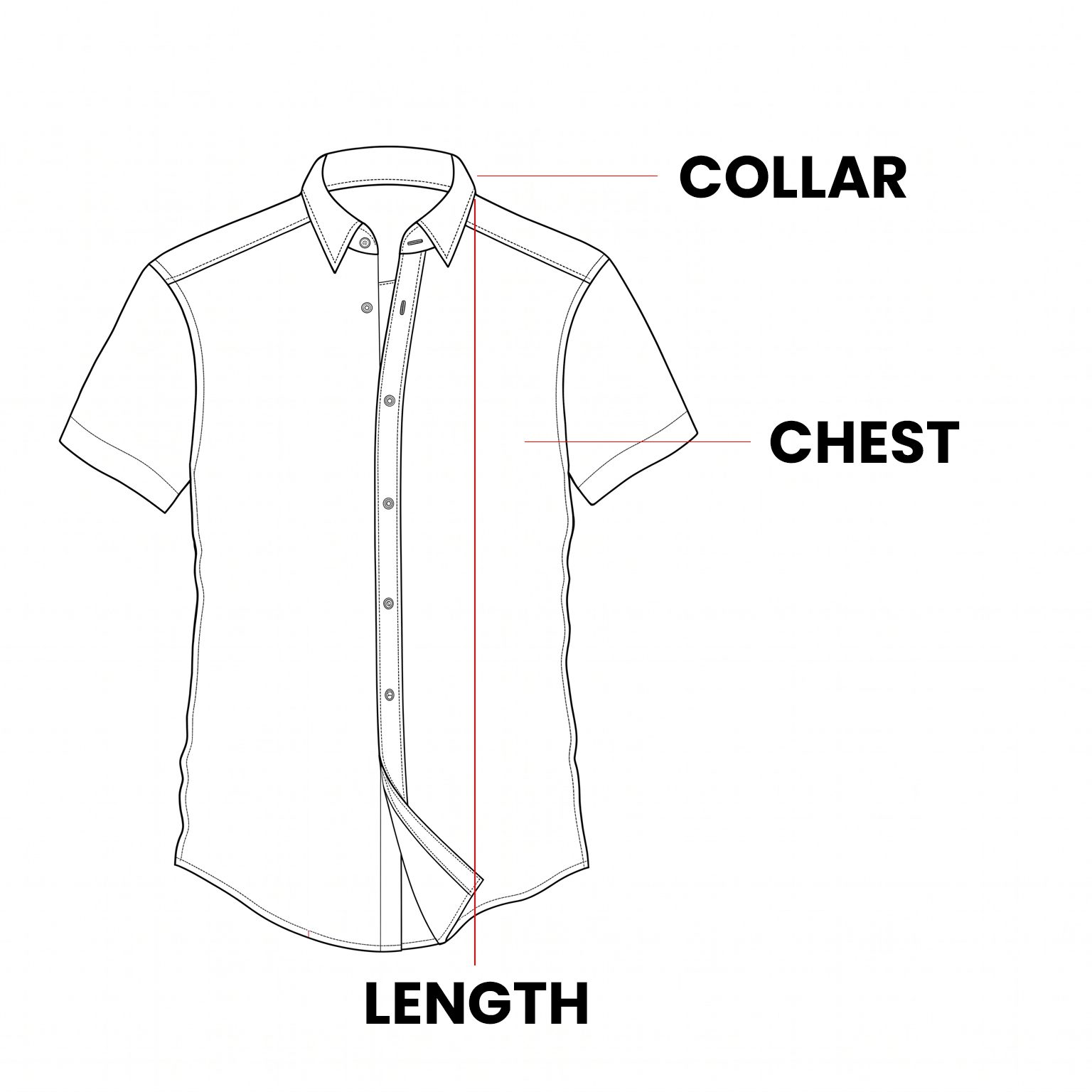 Two Pocket Uniform Shirt size measurement guide